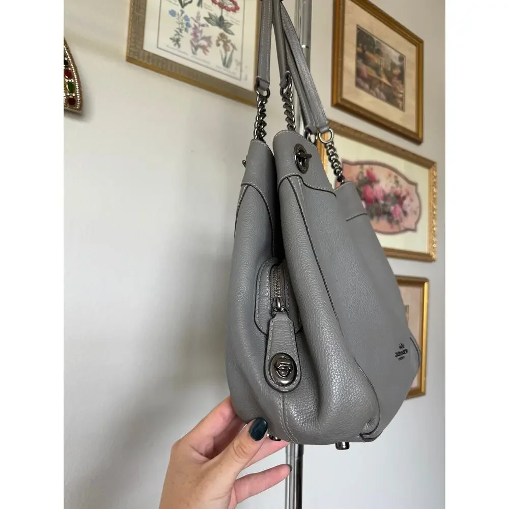 Coach Turnlock Edie Grey Shoulder Bag
